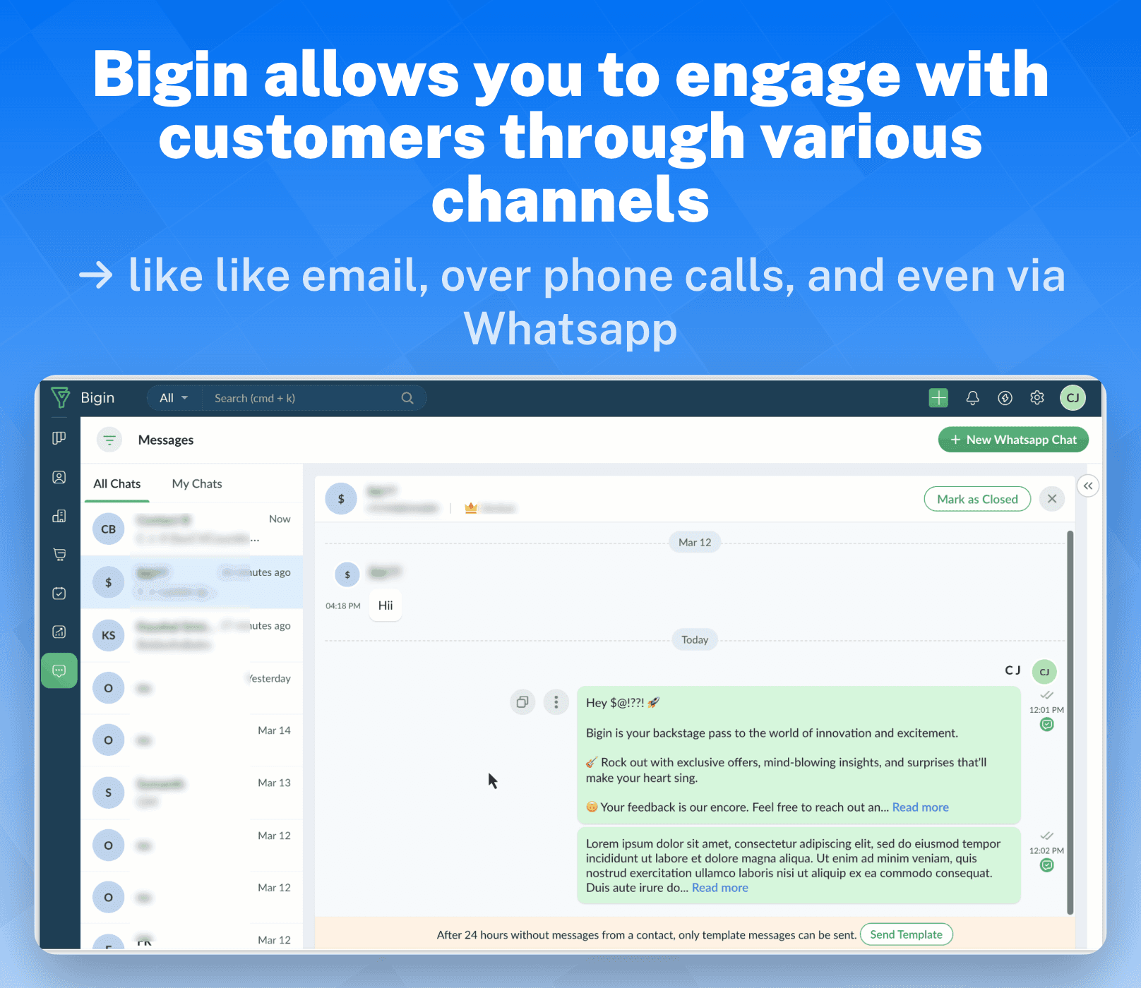 5 CRMs with Native WhatsApp Integration: Bigin by Zoho CRM