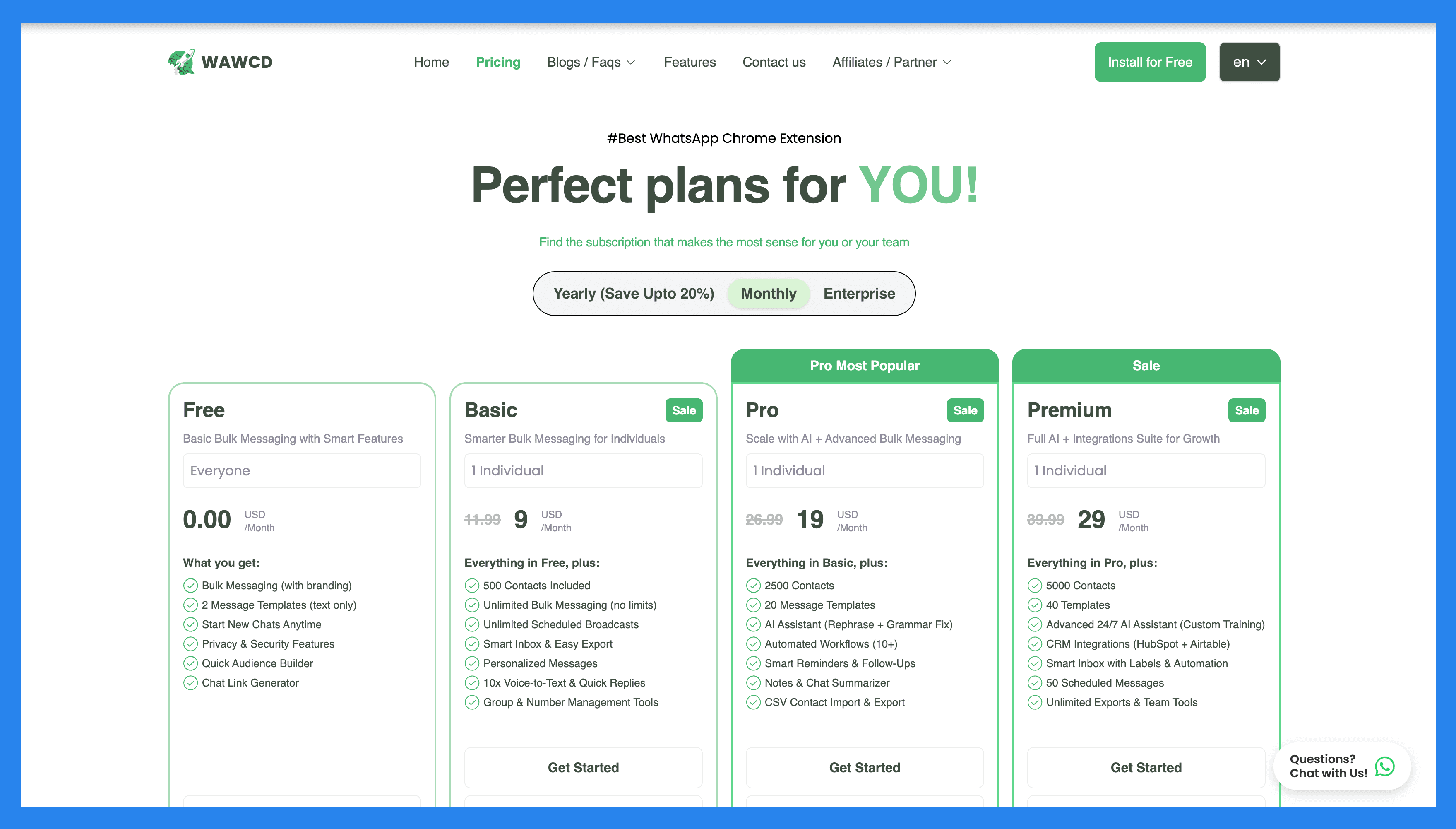WAWCD Pricing Plan
