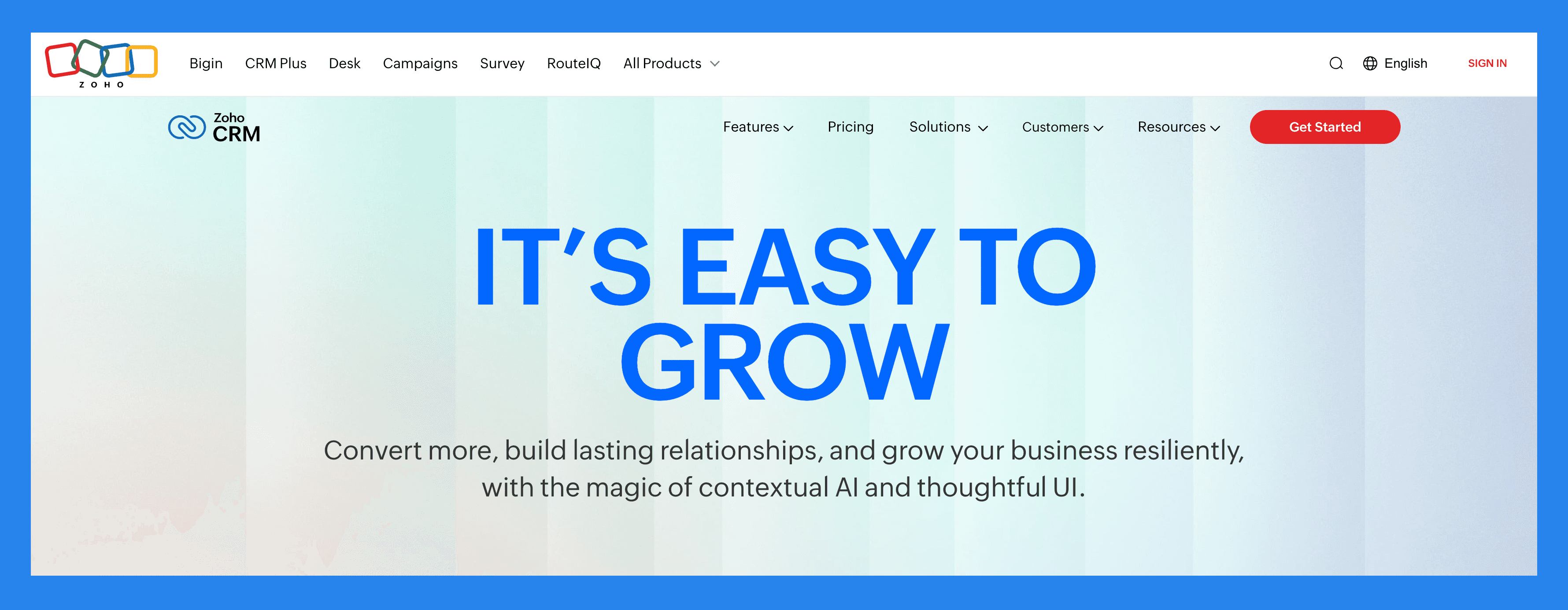 Zoho CRM Landing Page