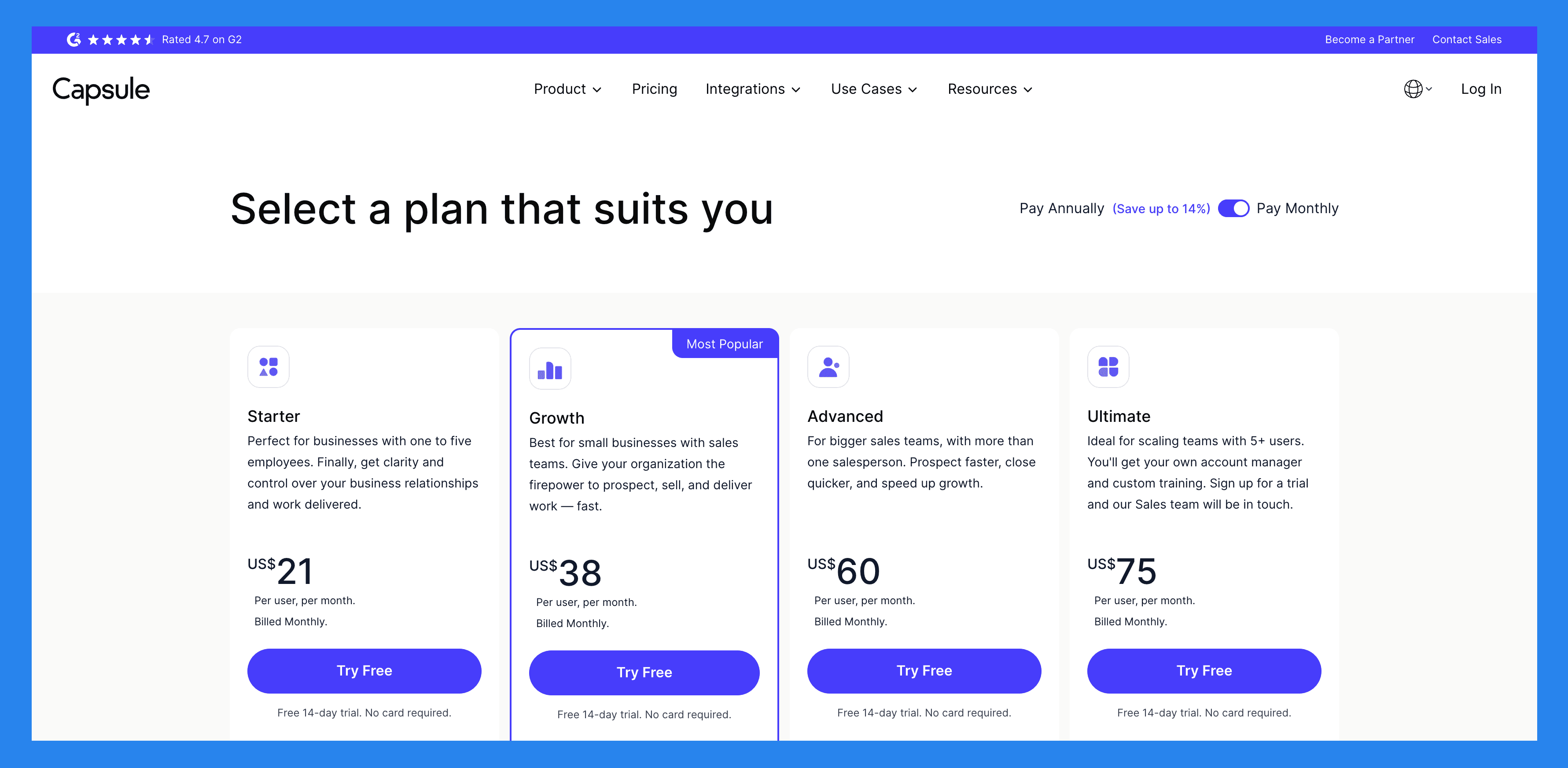 Capsule CRM Pricing Plan