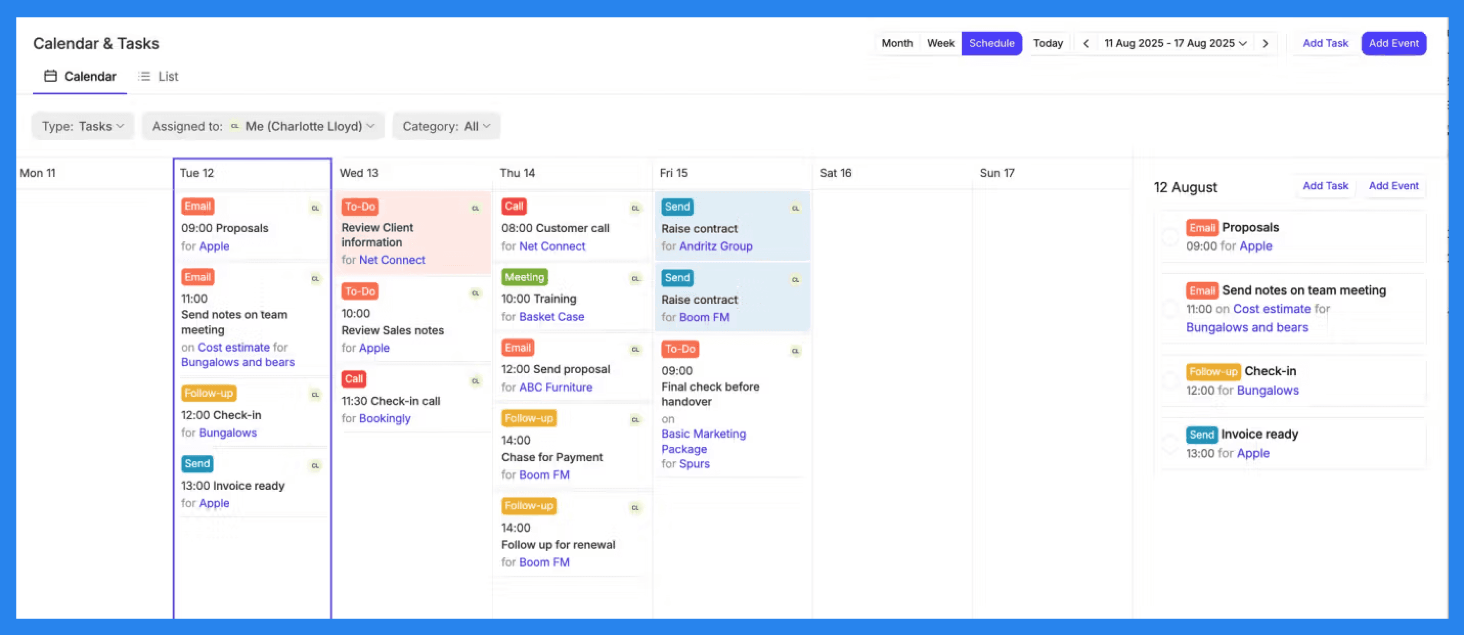 Capsule CRM Key Features: Task & Activity Managment