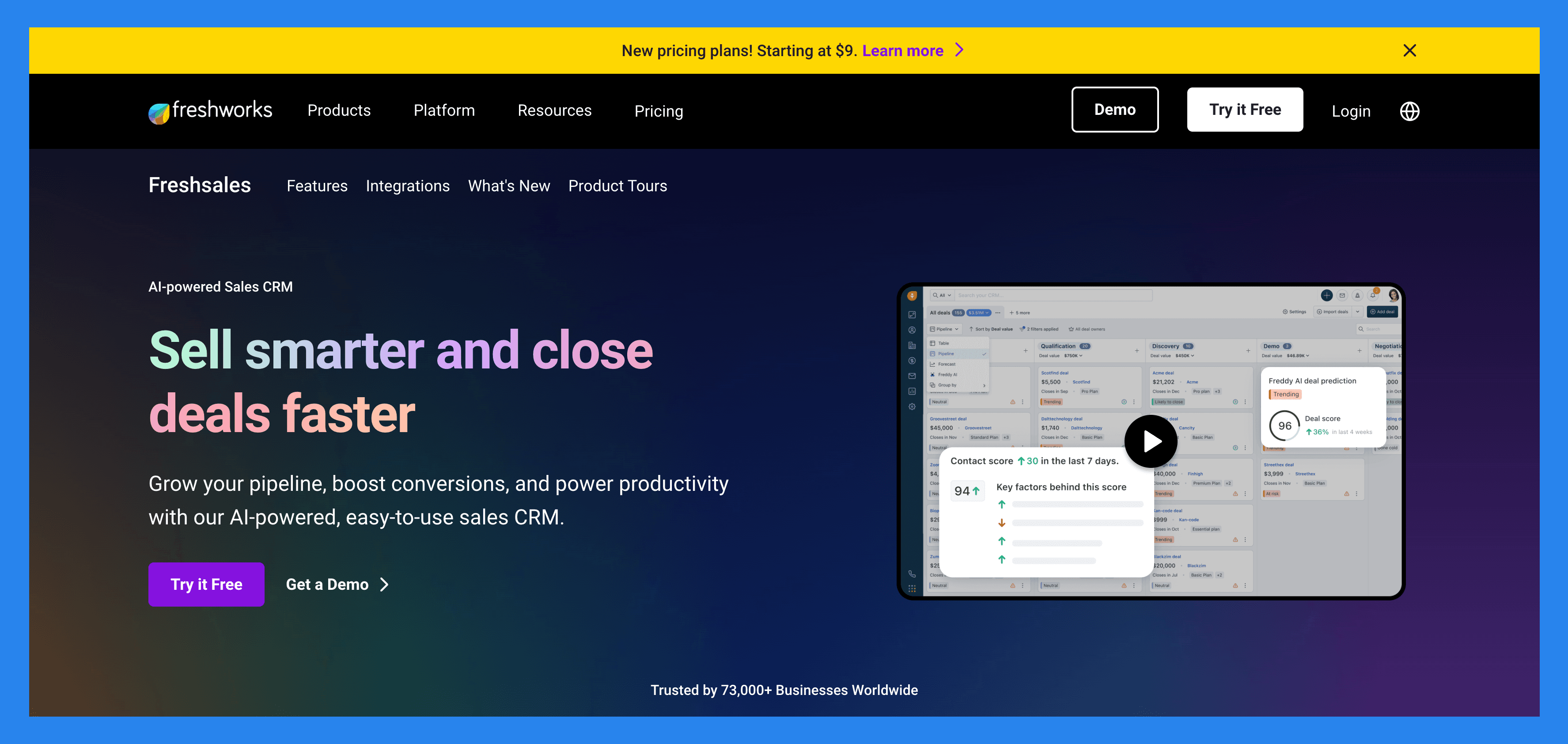 Freshsales Landing Page