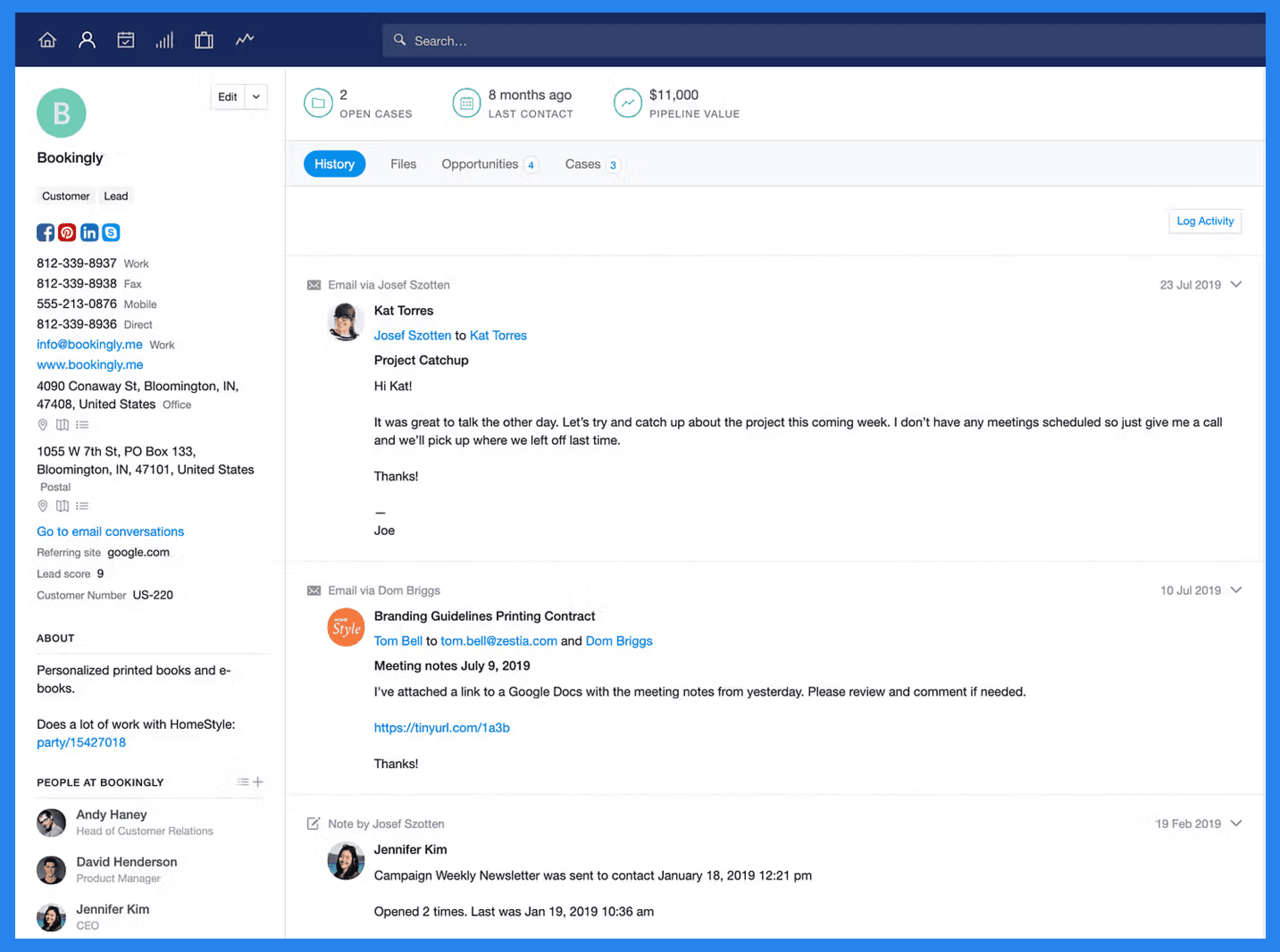 Capsule CRM Key Features: Contact & Lead Managment