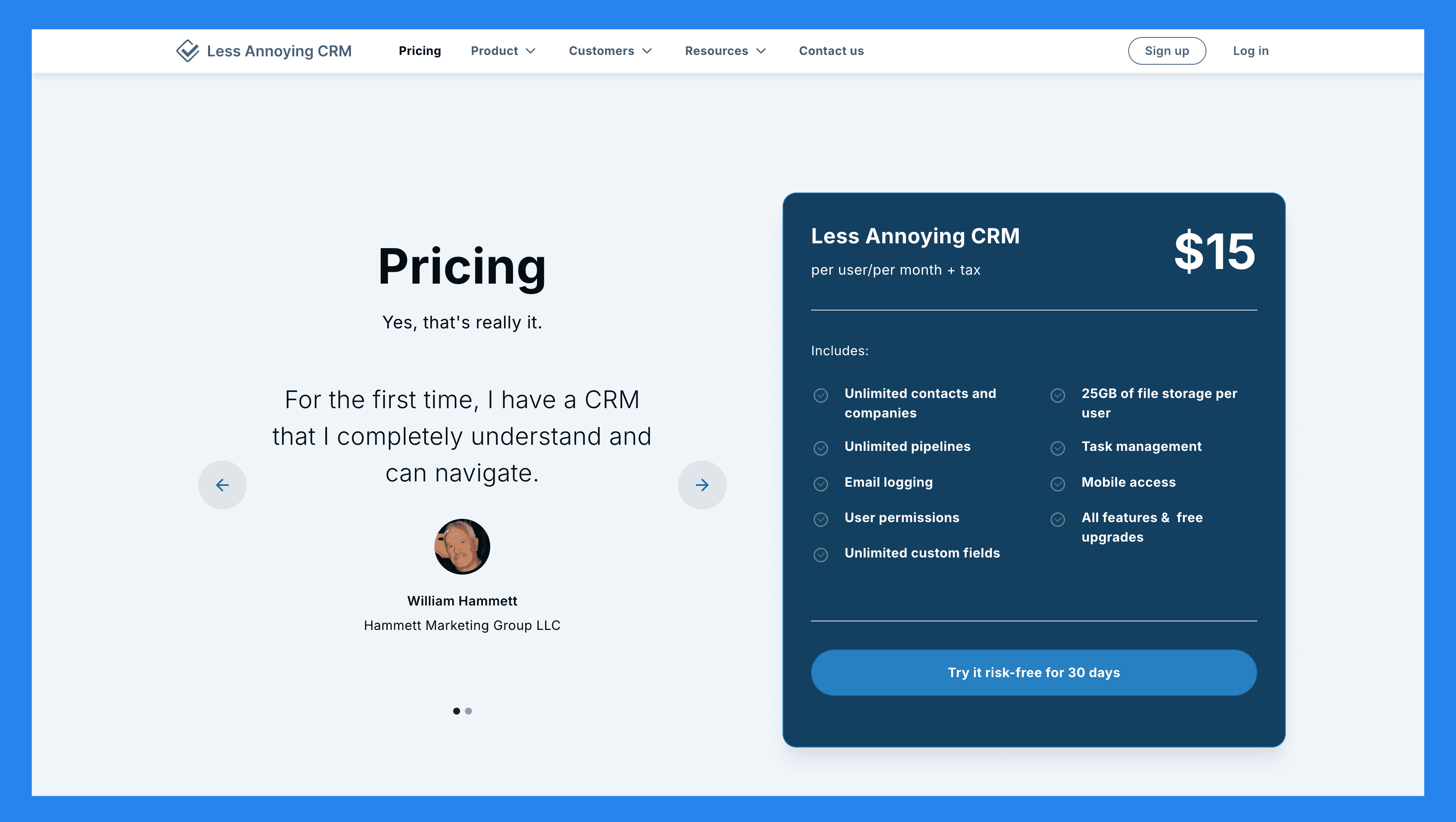 Less Annoying CRM Pricing Plan