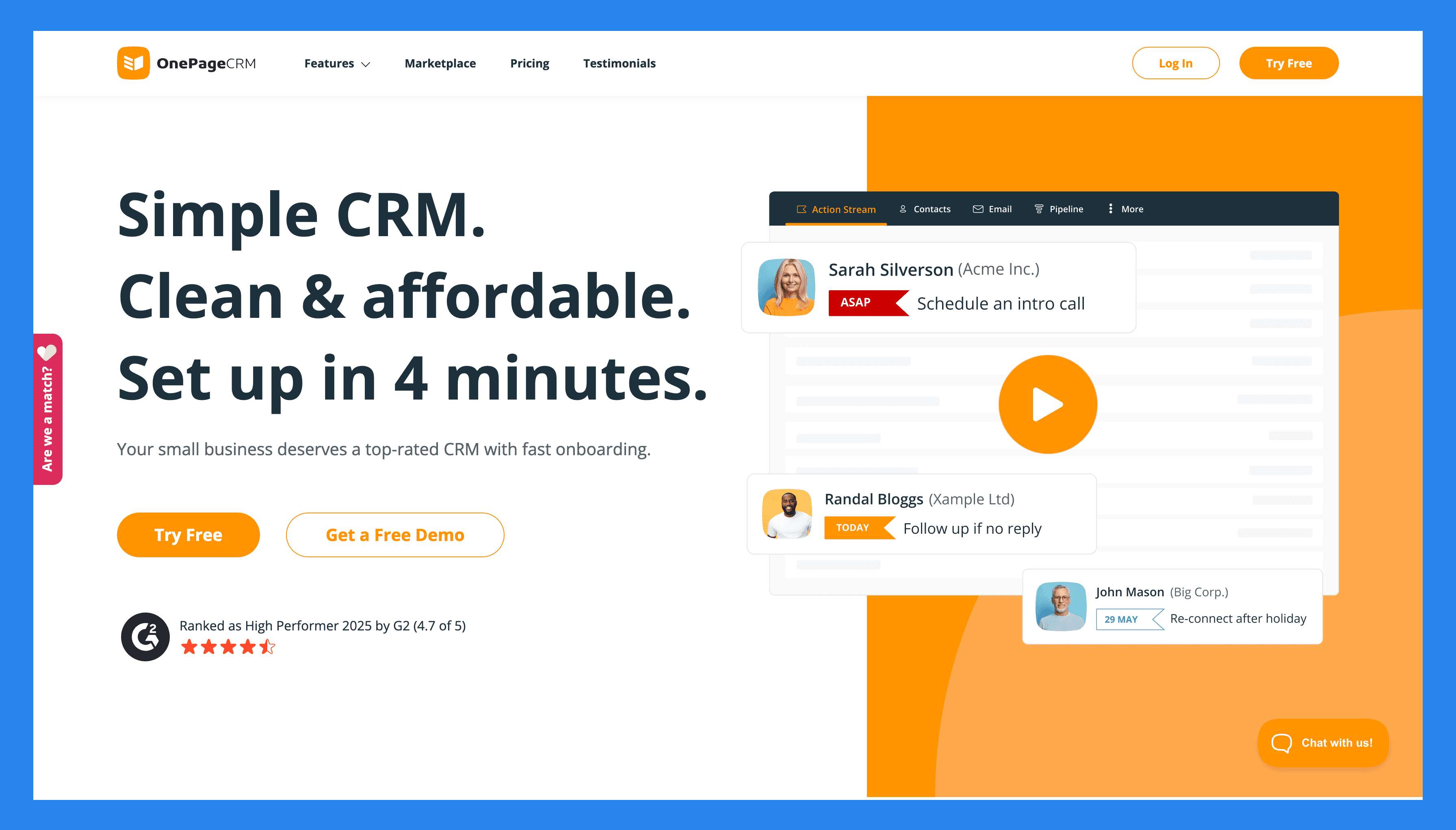 OnePageCRM — Simple CRM for Following Up and Closing More Deals