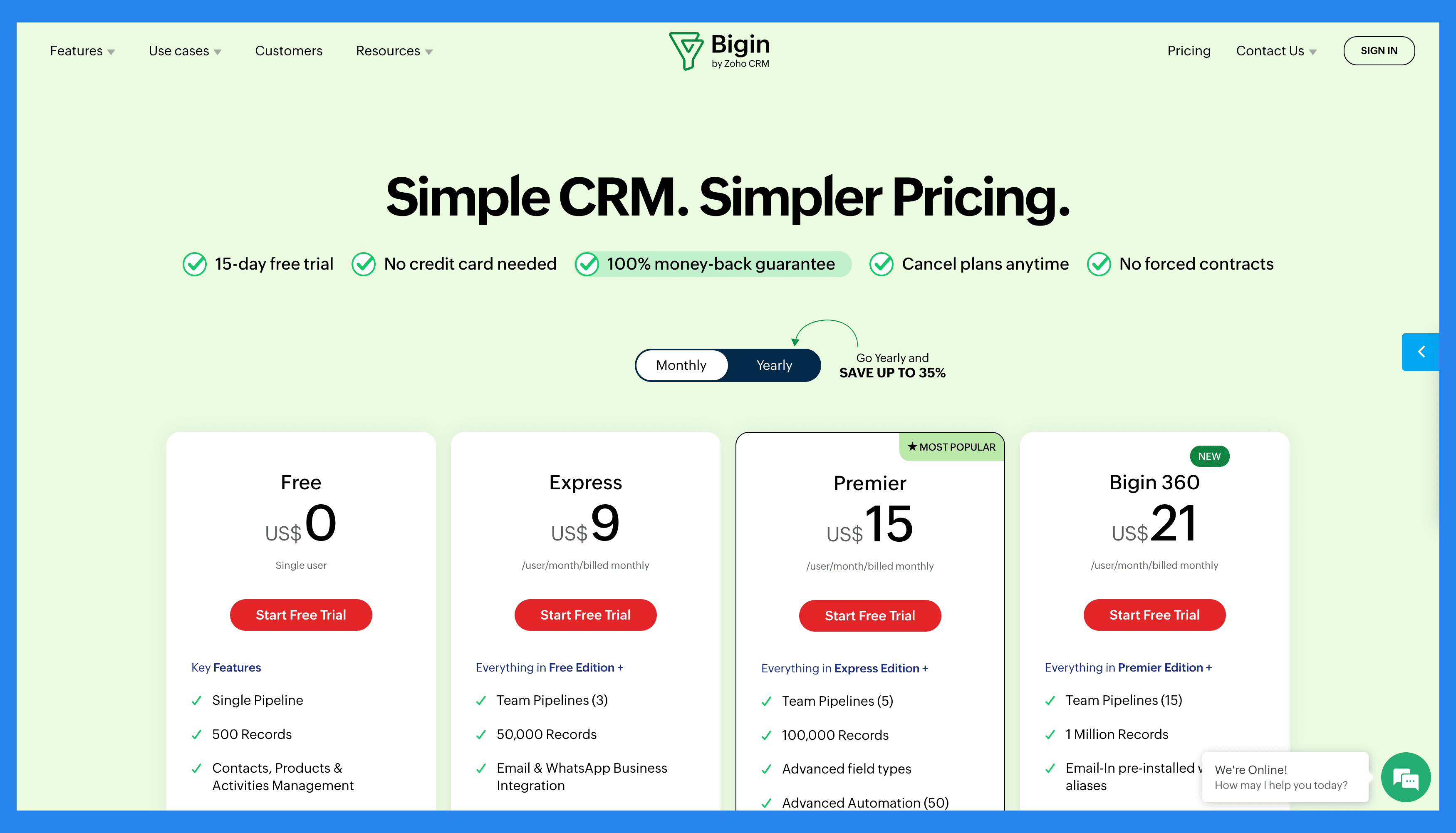 Bigin Pricing Plans